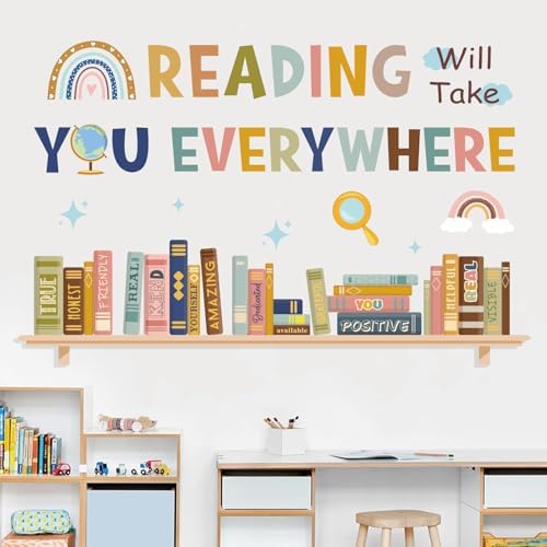 Boho Style Reading Wall Sticker Inspirational Quote Decor