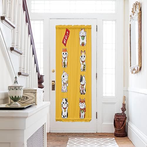 Shine-Home Lucky Cats Door Curtains 54x72 Inch Sliding Glass Panel