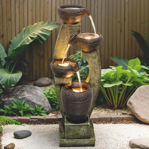 Naturefalls 40 H Modern Outdoor Fountain with LED Light