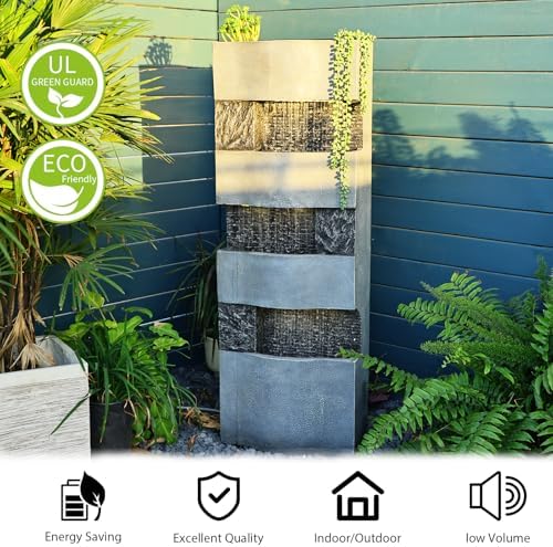 Bumilgar 405 Inch Tall Freestanding Garden Fountain with LED Lights