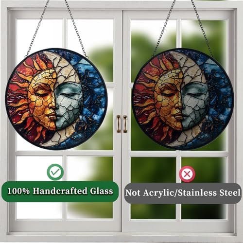 Sun and Moon Decor Suncatcher - Handmade Glass Hanging