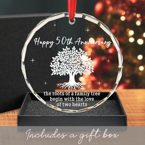 50th Anniversary Glass Ornament for Couple Wedding Decor