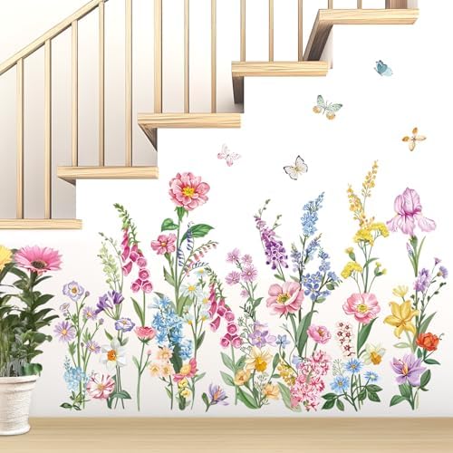 Wondever Wildflower Wall Stickers for Bedroom Living Room Decor