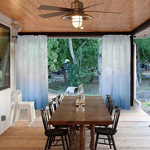 Macochico Blue Gradient Sheer Curtains for Outdoor Indoor Use