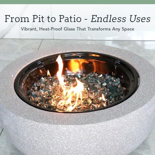 Premium Fire Glass for Fire Pit - Aqua Blue 05 Inch 18 Lbs