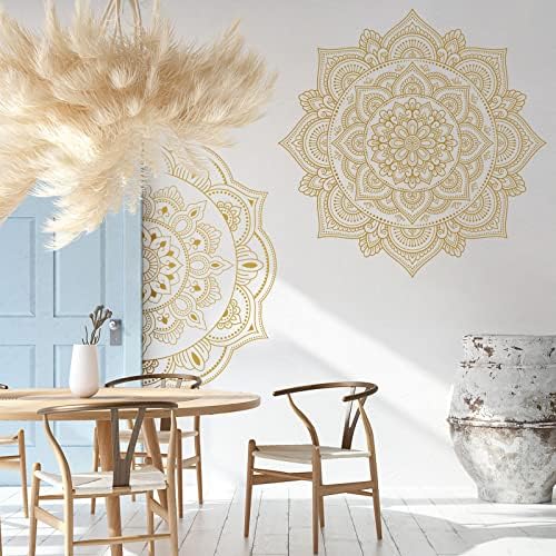 Chinco 4 Pcs Half Mandala Wall Decal Gold Boho Design