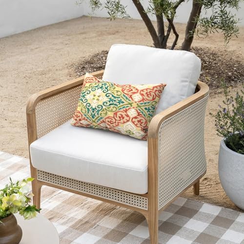 Melody Elephant Geometric Orange Lumbar Pillow 12x20 Inch Pack of 2