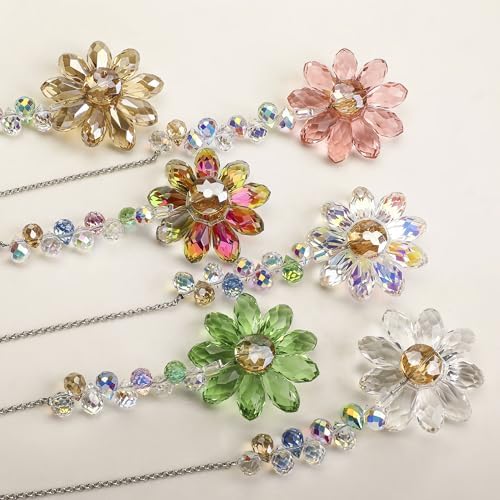 HDCRYSTALGIFTS 6PCS Crystal Sunflower Suncatchers Hanging Decor