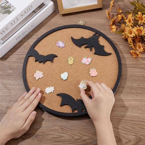 BENECREAT Round Cork Board with Bat Design