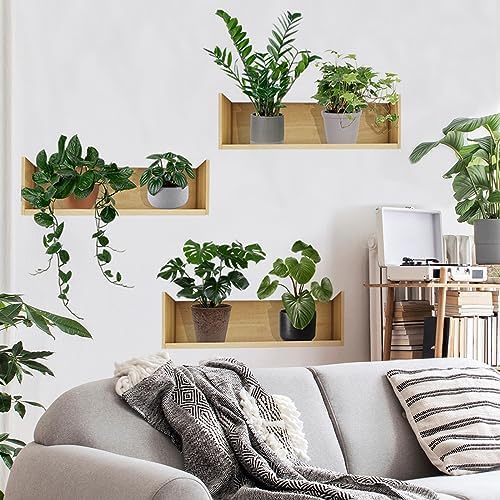 Green Plant Wall Decals 3D Bonsai Tropical Wall Art Decor