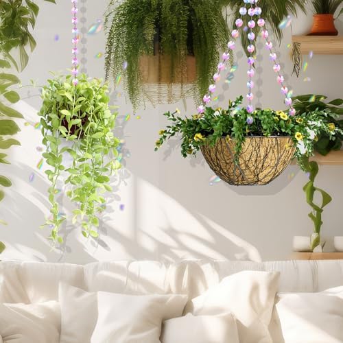 9 Pack 12 Inch Crystal Suncatcher Plant Hanger with Hooks