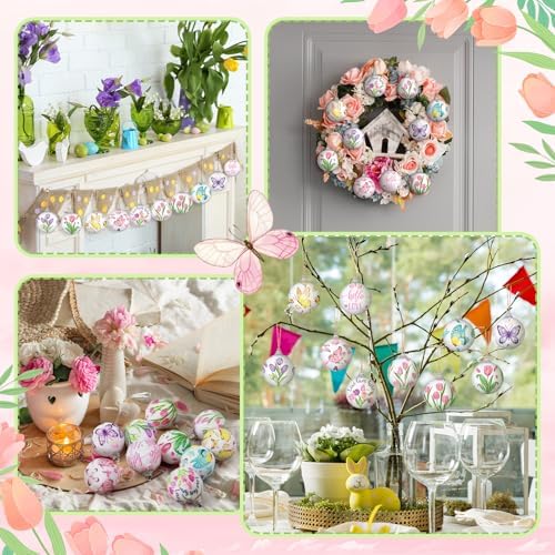 Outus 20 Pcs Spring Tulip Butterfly Hanging Ornaments