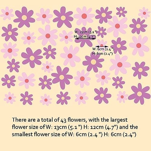 Runtoo Pink Purple Daisy Flower Wall Art Stickers Boho Decor