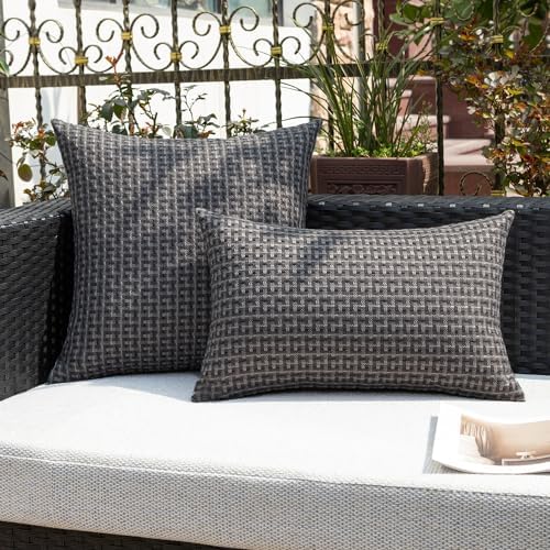 Kevin Textile Waterproof Throw Pillow Covers Pack of 2 Dark Grey