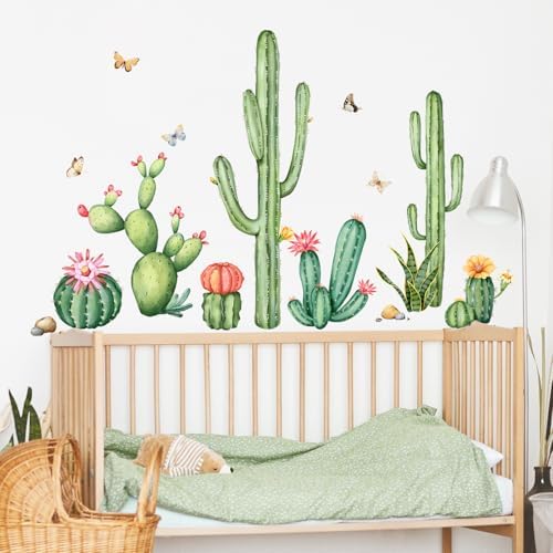 Tanlaby Cactus Wall Decals Green Plants Peel and Stick Decor