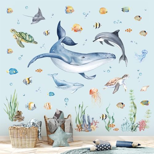 Decalmile Under The Sea Whale Wall Sticker Decor
