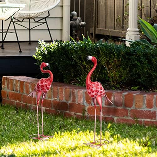 XONOR Red Flamingo Outdoor Statues Set of 2
