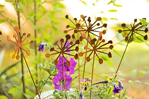 Rusty Metal Flowers Garden Art 9-Piece Set