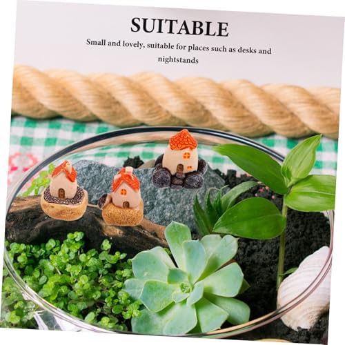 3pcs Miniature Resin House for Garden Decor