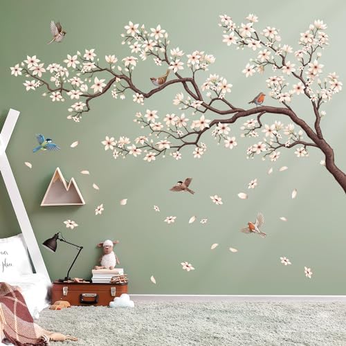 DECOWALL Oriental Flower Tree Wall Stickers