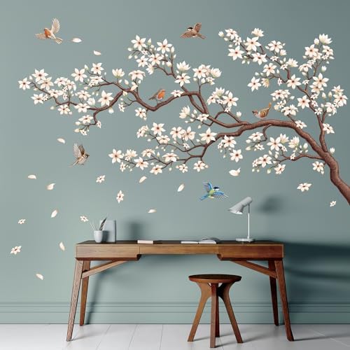 DECOWALL Oriental Flower Tree Wall Stickers