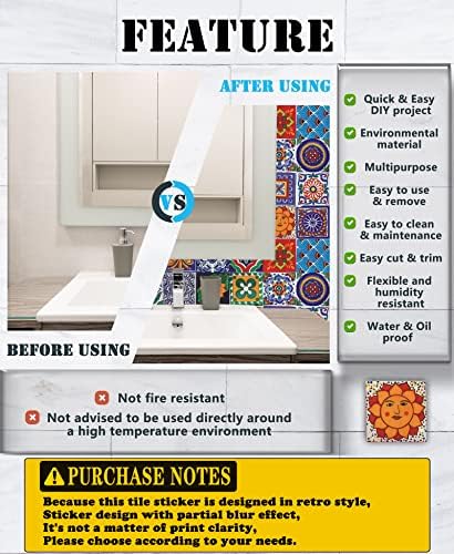 Cendray 4x4 Inch Waterproof PVC Retro Mosaic Wall Sticker