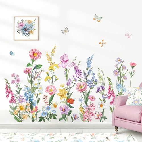 Wondever Wildflower Wall Stickers for Bedroom Living Room Decor