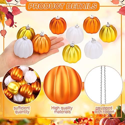 Tigeen 24 Pcs Fall Pumpkin Hanging Tree Ornaments