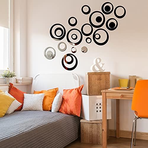 Outus 72 Piece Acrylic Circle Mirror Wall Sticker