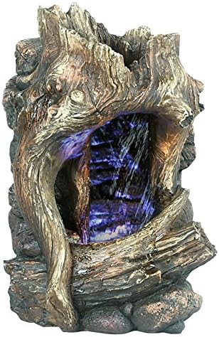 Hi-Line Gift Ltd Tree Trunk Waterfall LED Fountain Beige
