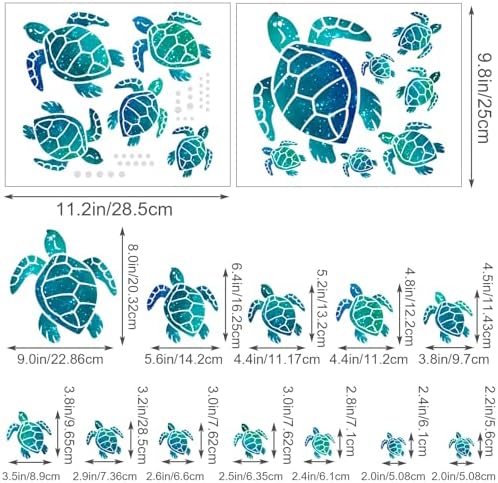 12PCS Sea Turtle Wall Decals Decor Blue Green