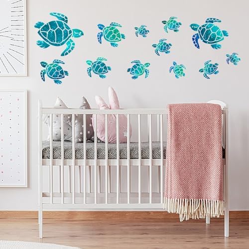 12PCS Sea Turtle Wall Decals Decor Blue Green