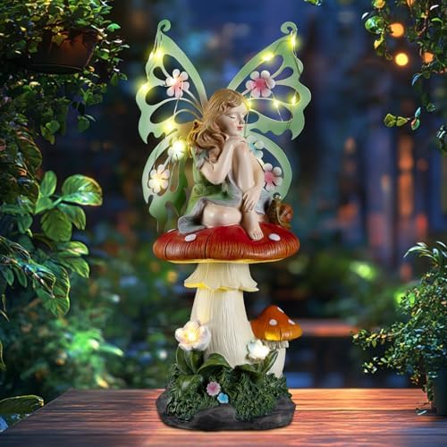 Solar Fairy Garden Decor with Mushroom and Snail