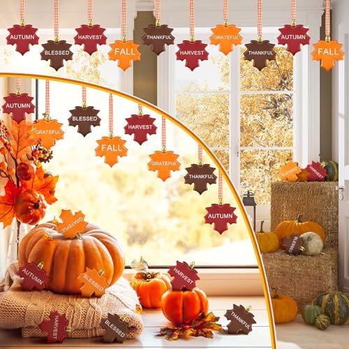 24 Piece Thanksgiving Maple Leaf Hanging Ornament Set