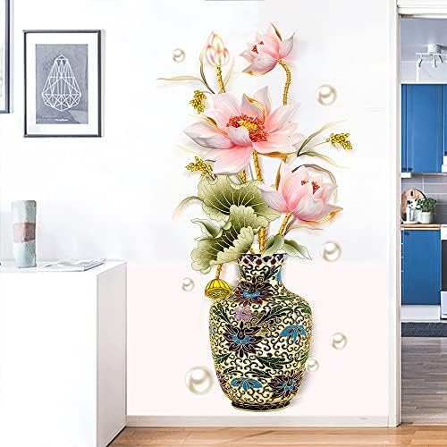 Chinese Style Lotus Flower Classical Vase Wall Sticker