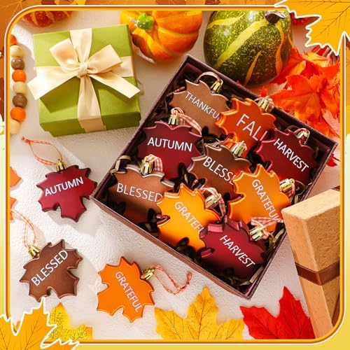 24 Piece Thanksgiving Maple Leaf Hanging Ornament Set