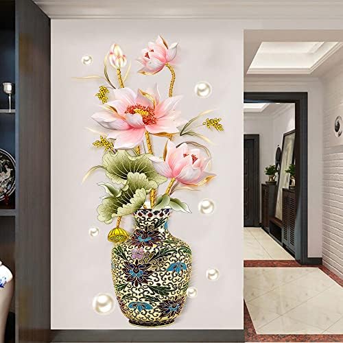 Chinese Style Lotus Flower Classical Vase Wall Sticker