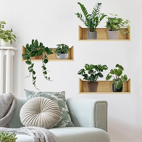Green Plant Wall Decals 3D Bonsai Tropical Wall Art Decor