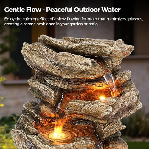 32 Inch 5-Tiers Water Fountain with LED Lights