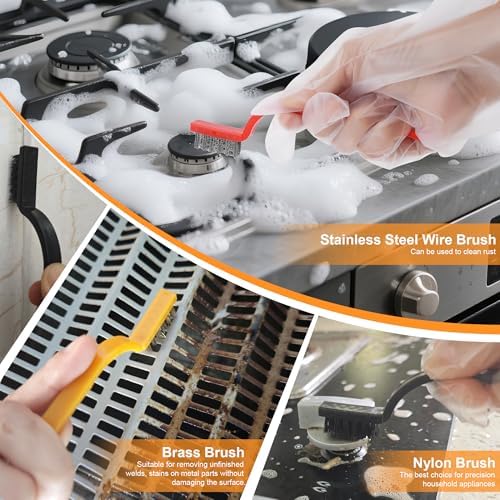 Upgraded Razor Blade Scraper with 10 Blades and 3 Wire Brushes Gray