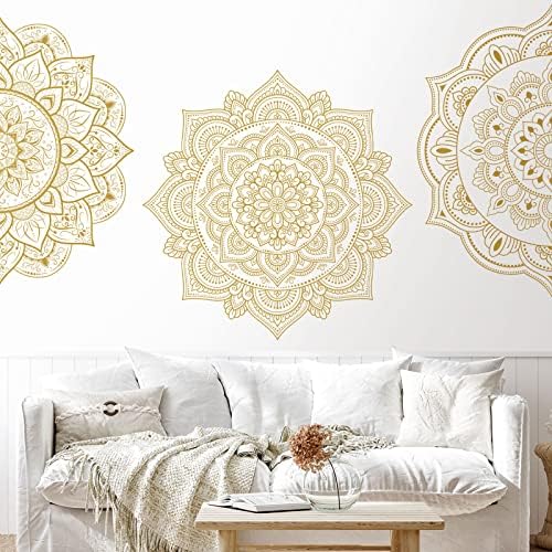 Chinco 4 Pcs Half Mandala Wall Decal Gold Boho Design