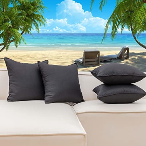 Home Brilliant Waterproof Linen Throw Pillow Covers Set of 4 Black