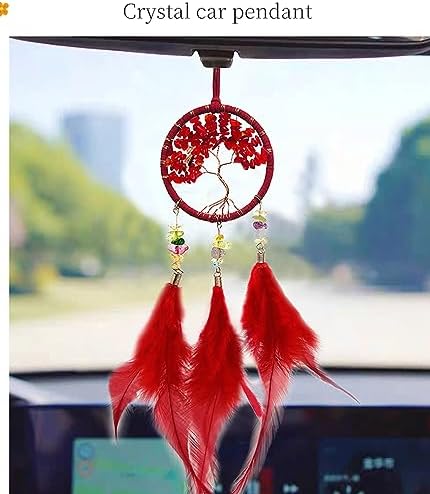 Red Mini Dream Catcher for Car and Bedroom Decor