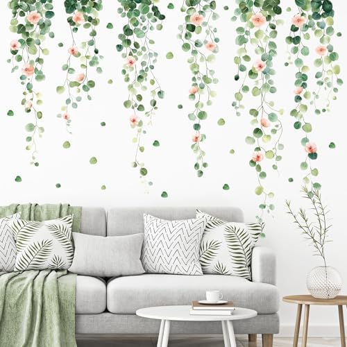 SHUCHING Green Hanging Vine Wall Sticker Peel and Stick
