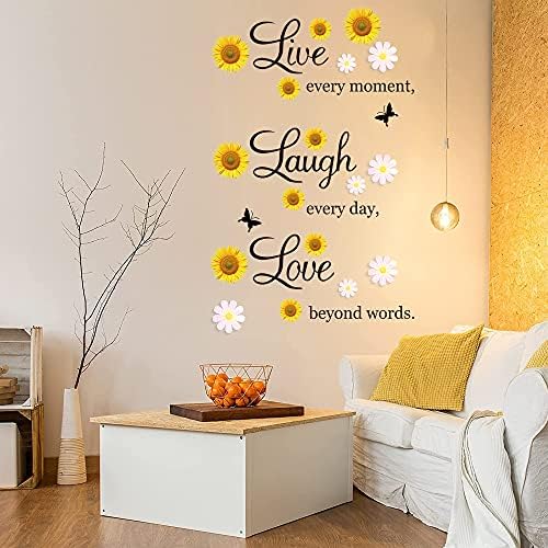 Nspirational Quotes Wall Stickers with Sunflower and Daisy Designs