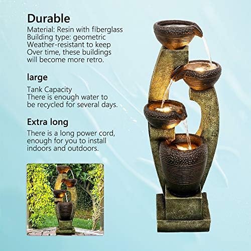 Naturefalls 40 H Modern Outdoor Fountain with LED Light