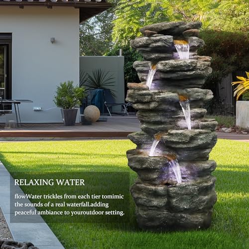SunJet 40 Inch 6-Tier Water Fountain with LED Lights
