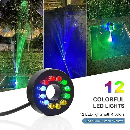 256GPH Submersible Pond Fountain Pump with LED Light