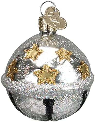 Old World Christmas Silver Jingle Bell Glass Ornament