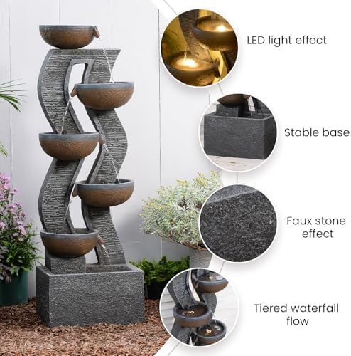 Takamota 528 Inch Tall Outdoor Water Fountain with Lights